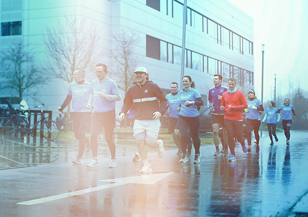argenx employees participating in a company fun run
