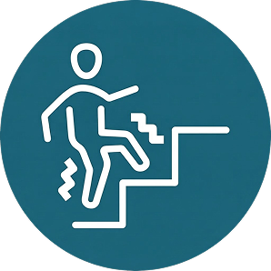 Climbing stairs and getting out of chairs logo